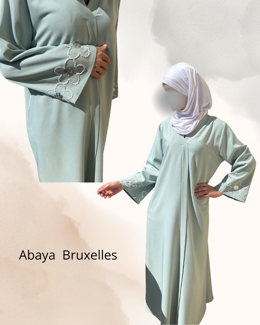 Abaya Bruxelles vert d'eau